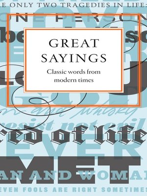 cover image of Great Sayings